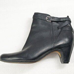 Delman Black Leather Ankle Boots 6.5" Shaft Classic Heels Women's 8 VGUC